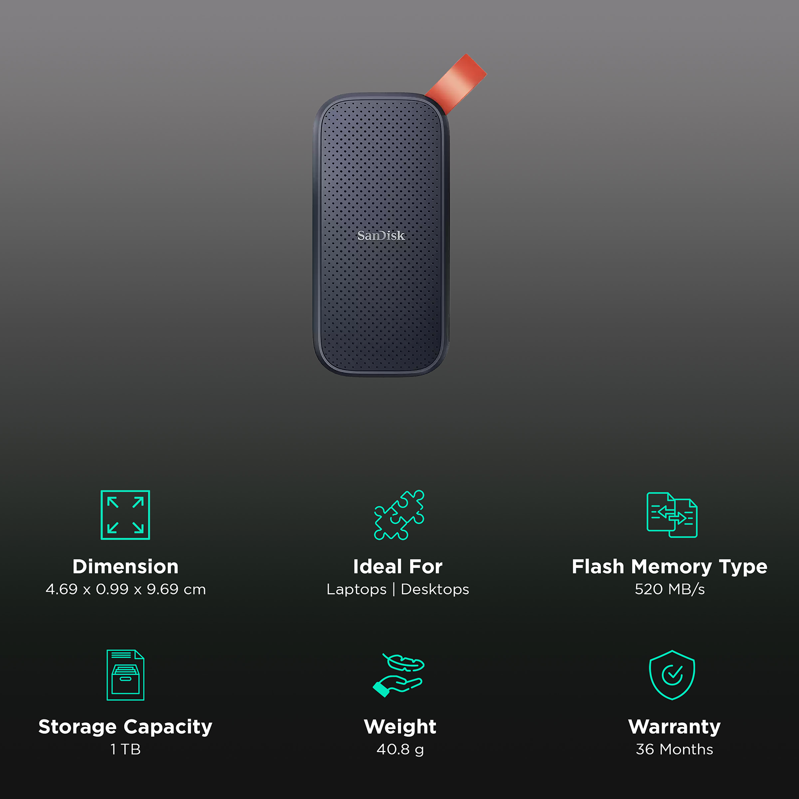 SanDisk E30 1 TB USB 3.2 (Type-C) Solid State Drive (Drop Protection, SDSSDE301T00G26, Dark Blue) SanDisk E30 1 TB USB 3.2 (Type-C) Solid State Drive (Drop Protection, SDSSDE301T00G26, Dark Blue)